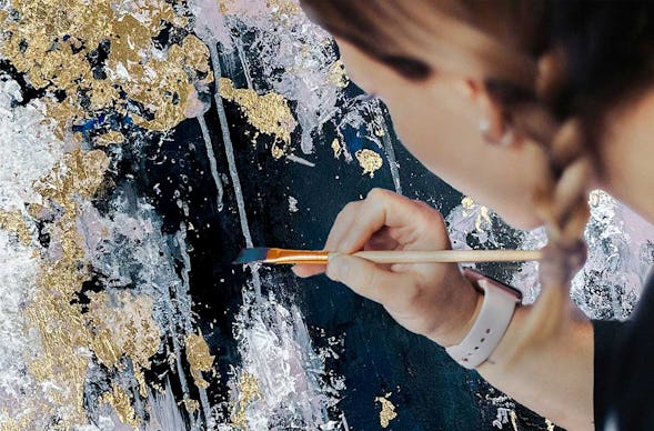 Malkurs abstrakte Malerei mit Blattgold Recklinghausen